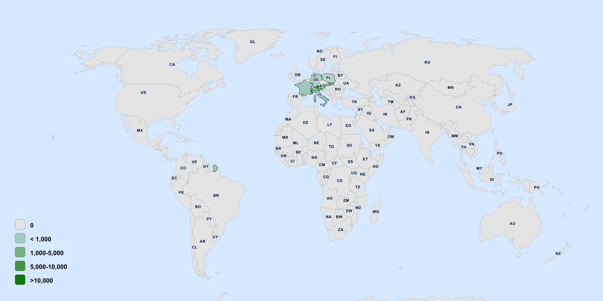 Distribution map for Soyer's Rockcress (Arabis soyeri)