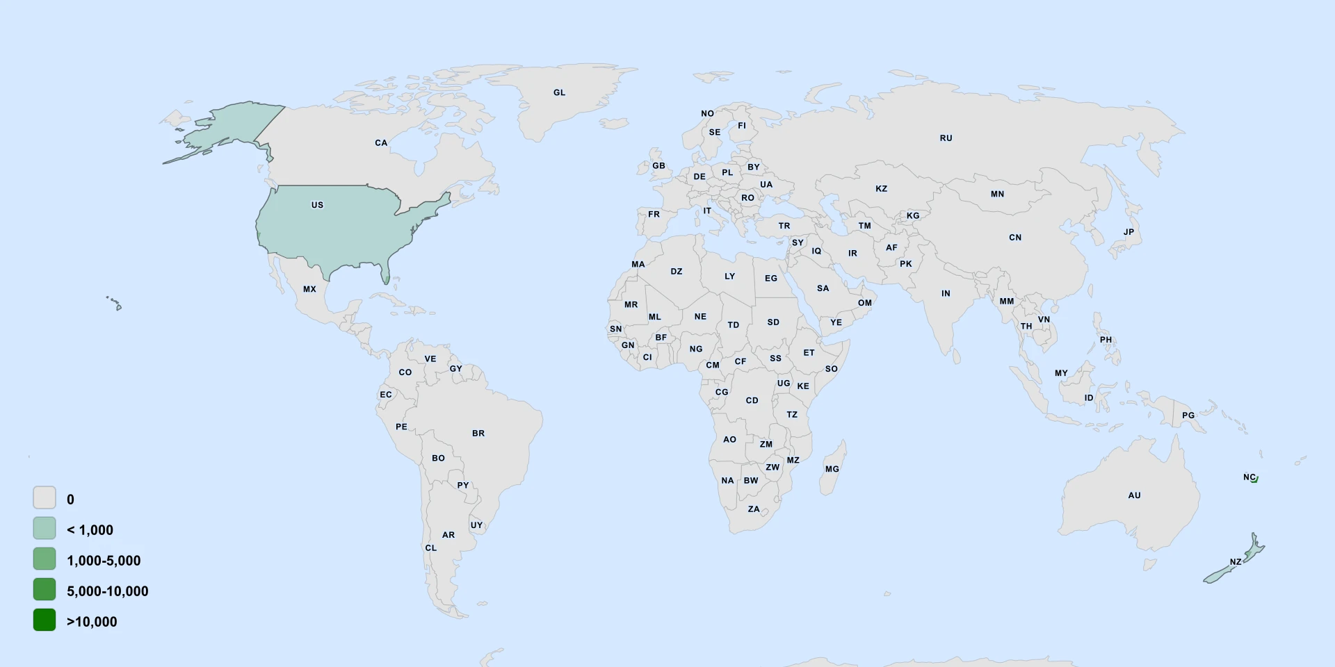 Distribution map for Mueller's Araucaria (Araucaria muelleri)