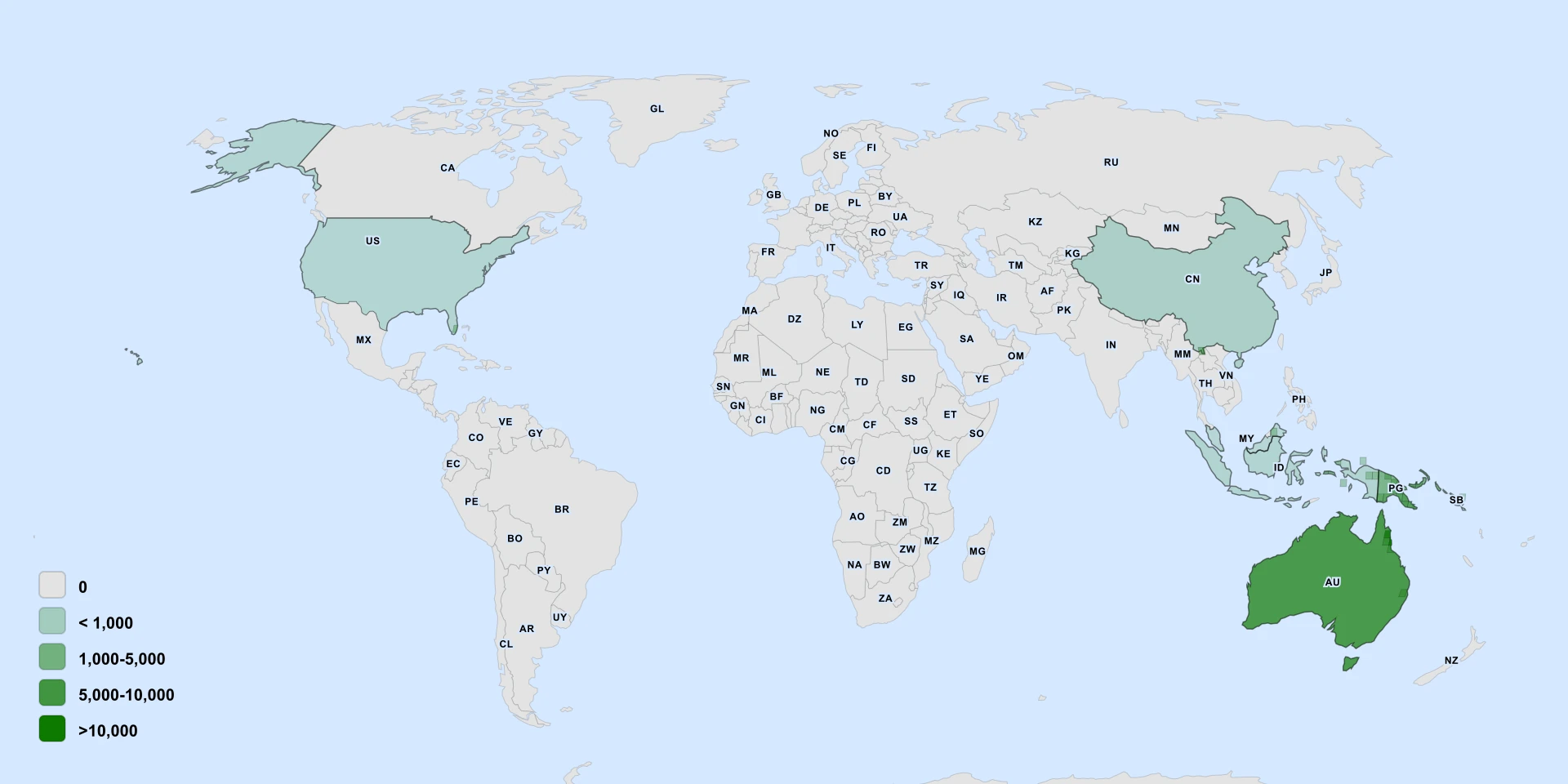 Distribution map for Scarlet Bean (Archidendron lucyi)