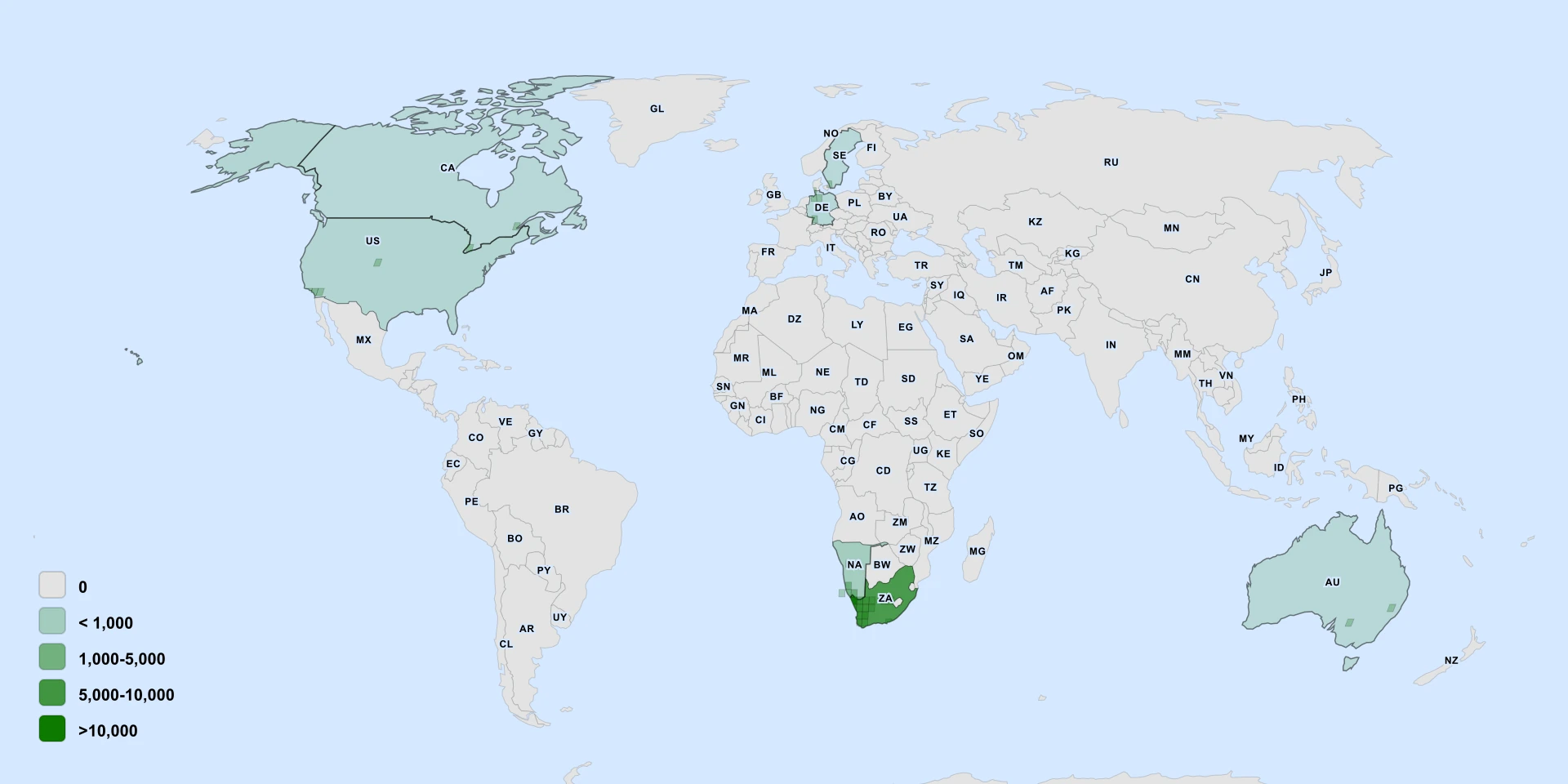 Distribution map for Monarch-Of-The-Veld (Arctotis fastuosa)