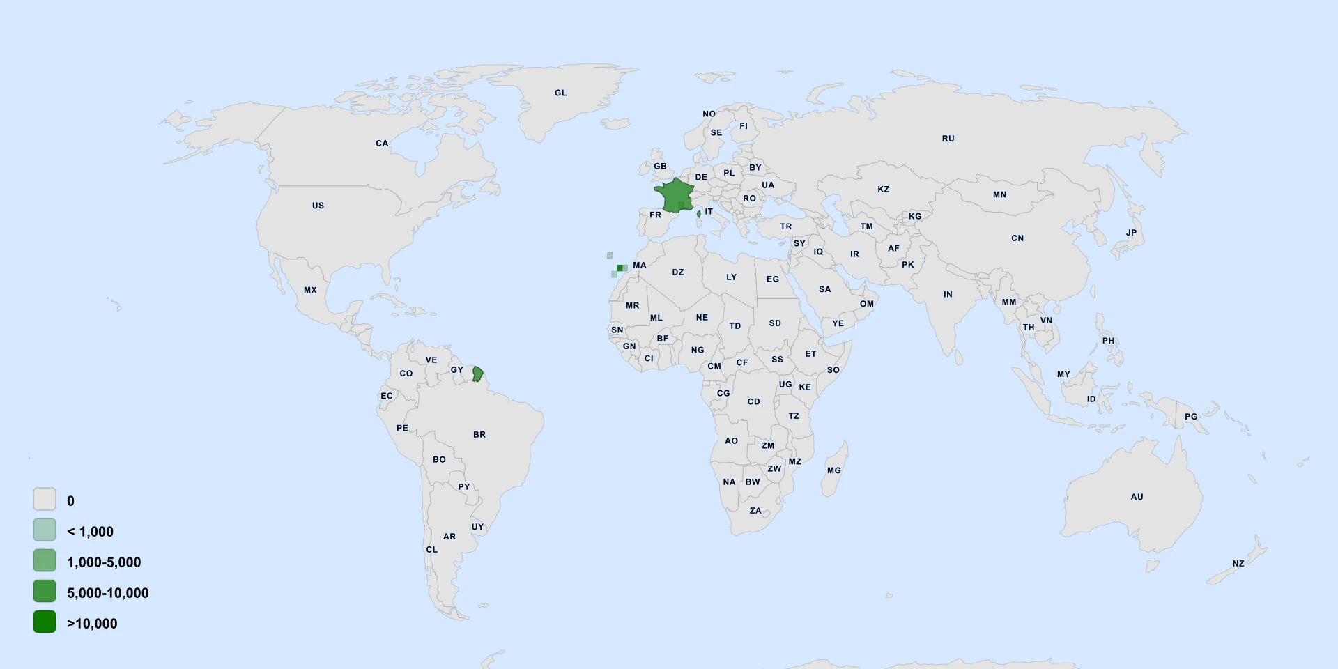 Distribution map for Argyranthemum Maderense (Argyranthemum maderense)