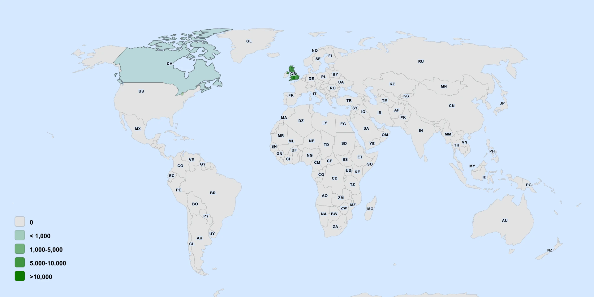 Distribution map for Round-Leaved Whitebeam (Aria eminens)