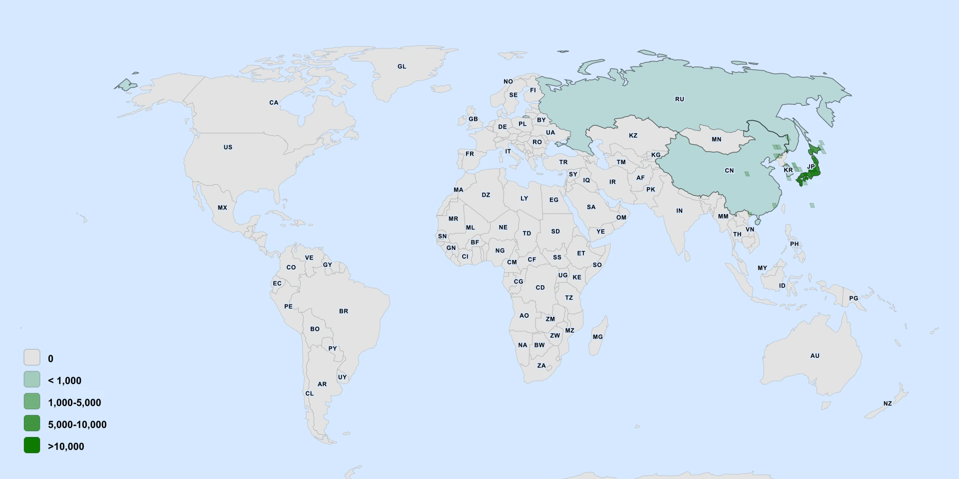Distribution map for Japanese Arisaema (Arisaema japonicum)