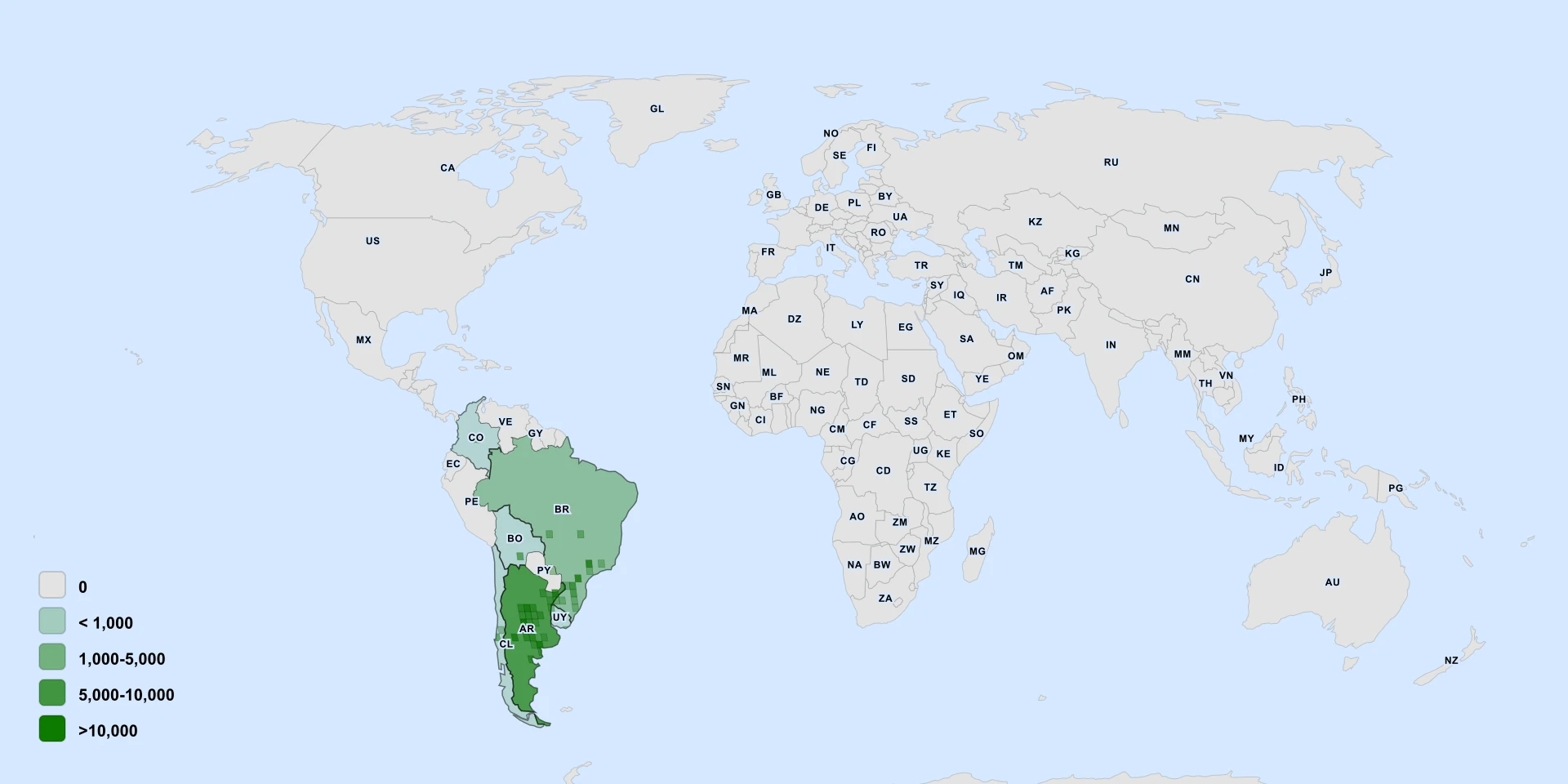 Distribution map for Aristida Pallens (Aristida pallens)