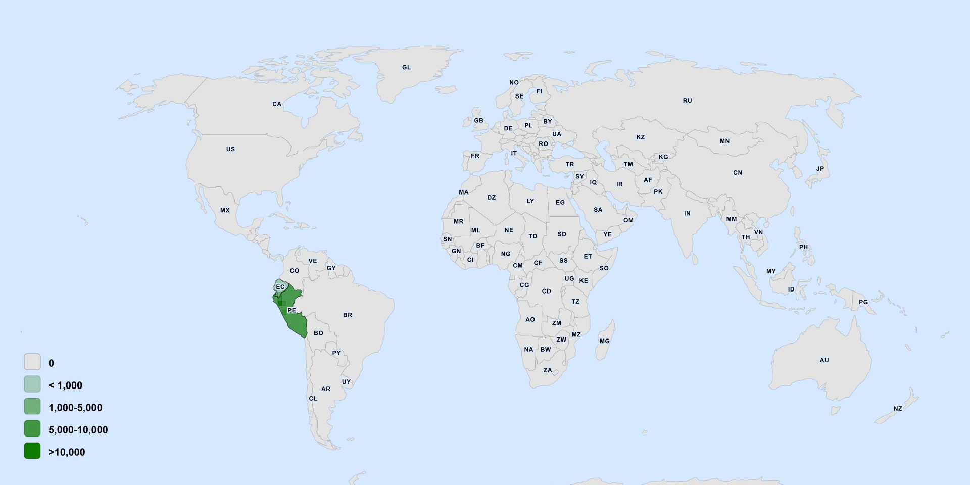 Distribution map for Armatocereus Rauhii (Armatocereus rauhii)