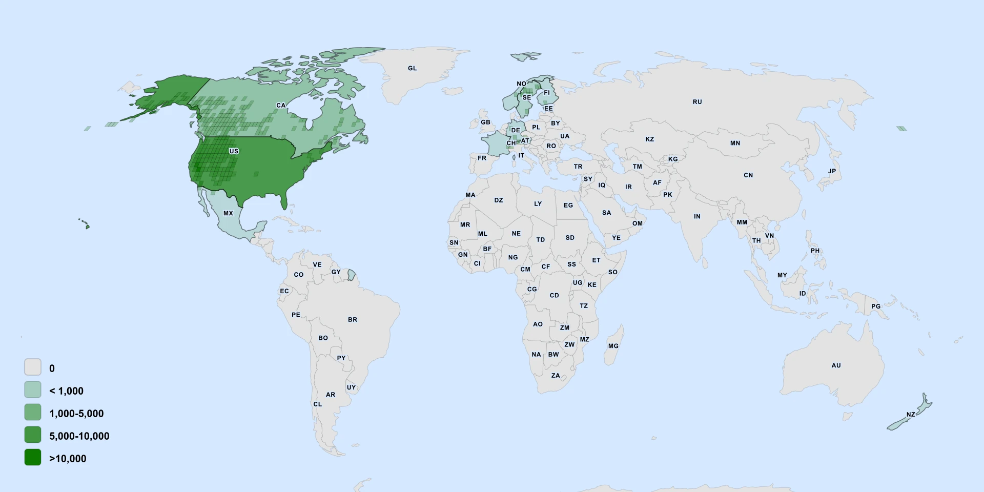 Distribution map for Leafy Leopardsbane (Arnica chamissonis)