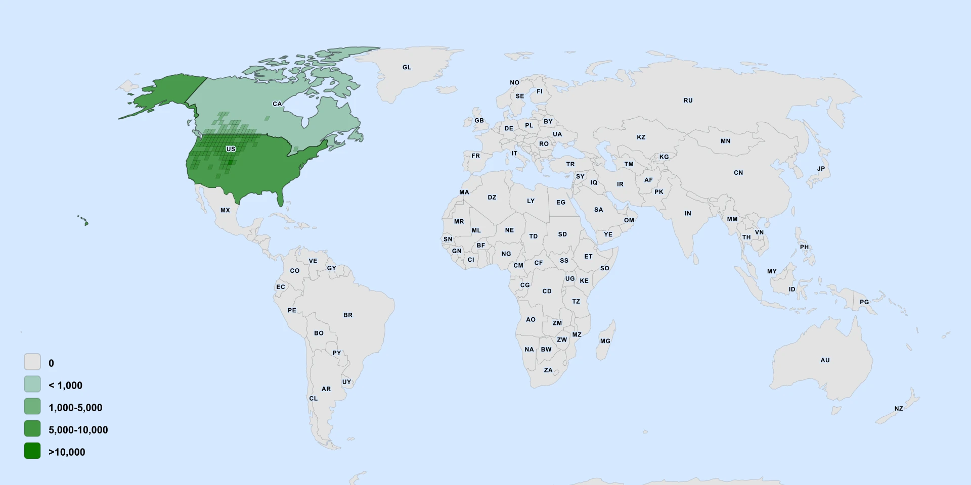 Distribution map for Hillside Arnica (Arnica fulgens)