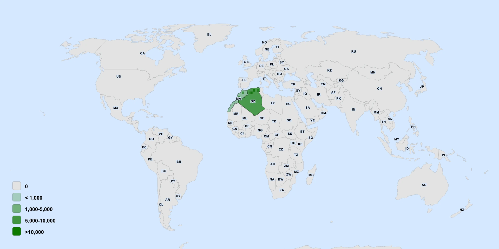 Distribution map for Artemisia Atlantica (Artemisia atlantica)