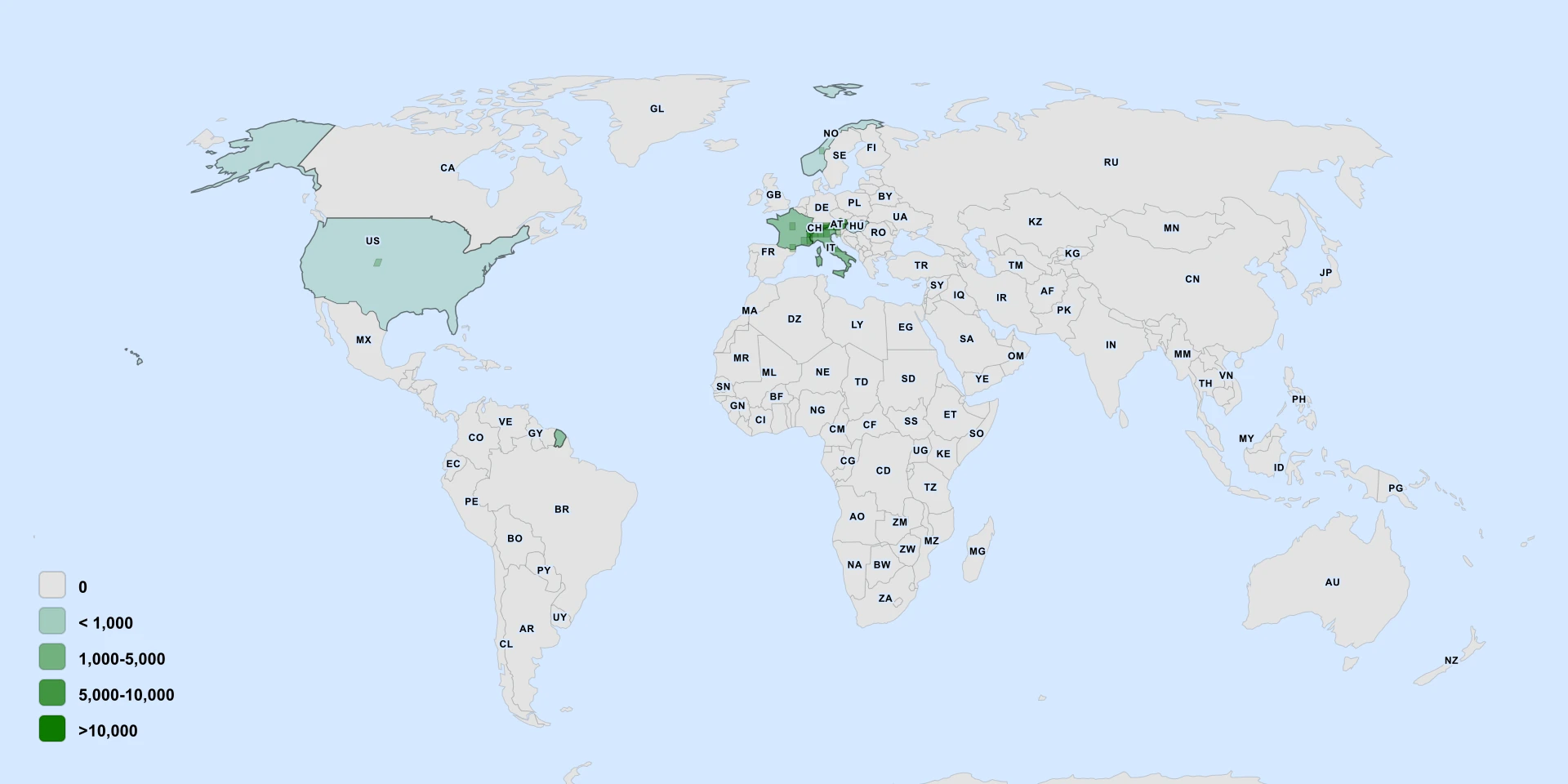 Distribution map for Black Wormwood (Artemisia genipi)
