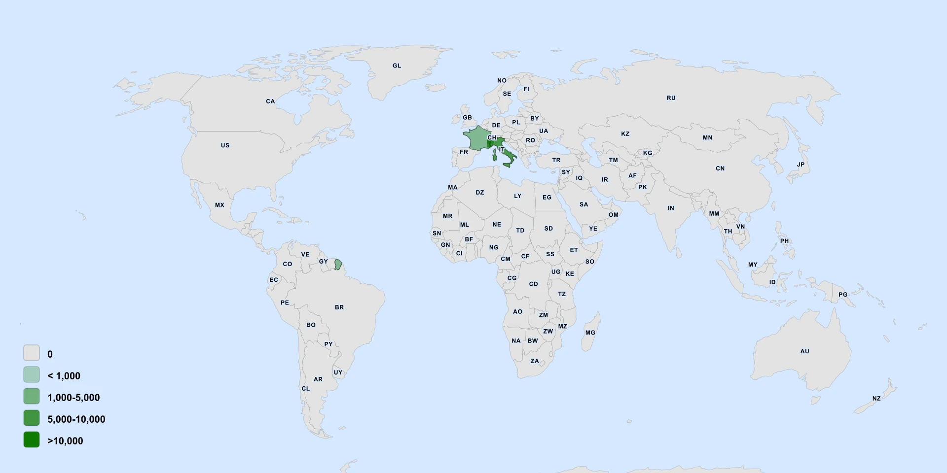 Distribution map for Glacier Wormwood (Artemisia glacialis)
