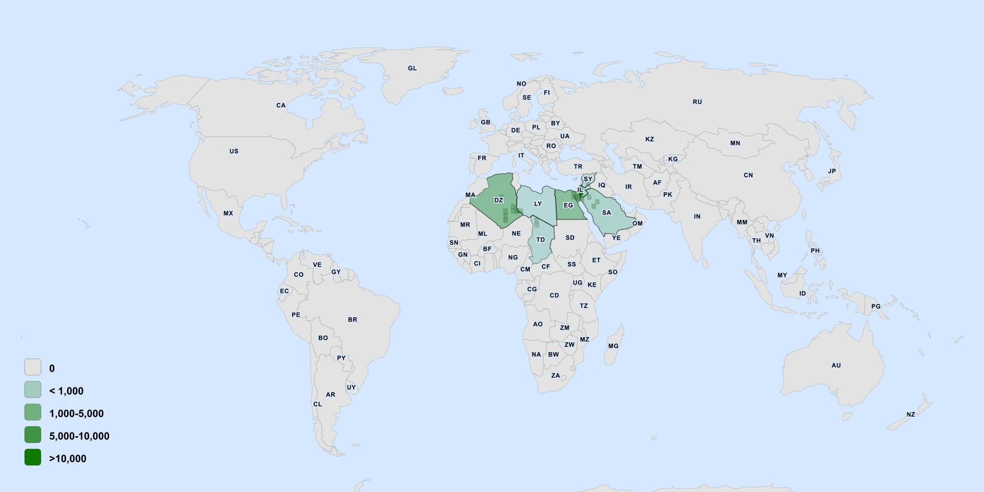 Distribution map for Judean Wormwood (Artemisia judaica)