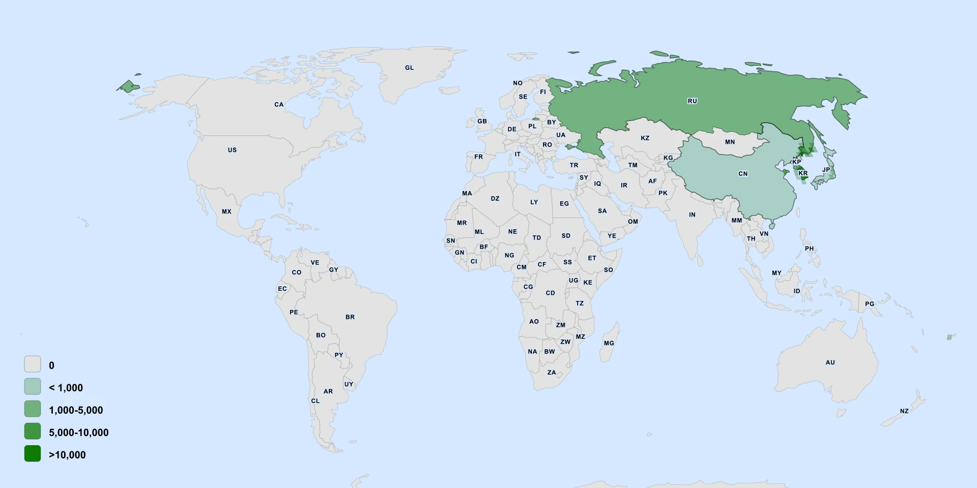 Distribution map for False Wormwood (Artemisia keiskeana)