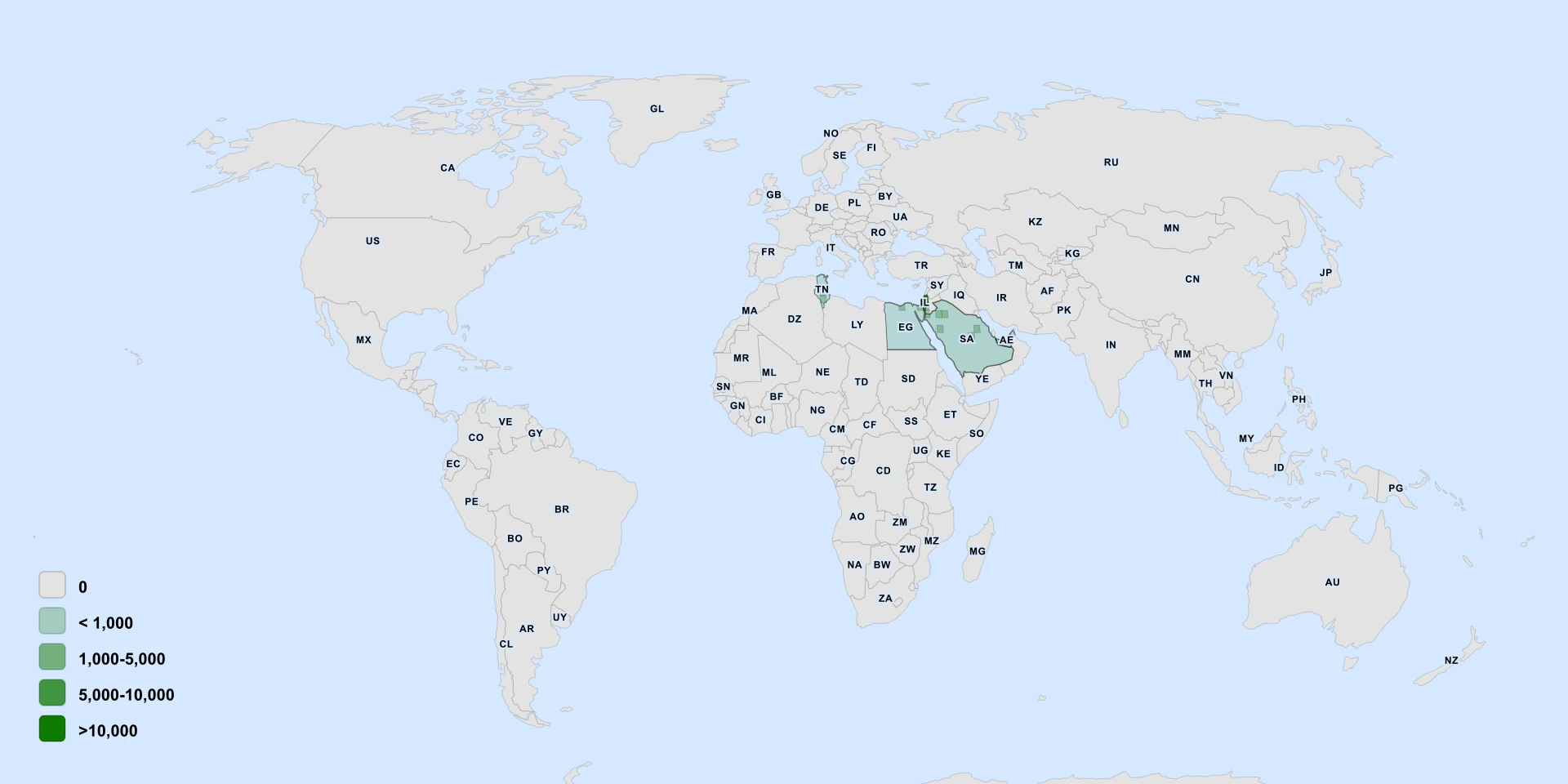 Distribution map for Antispasmodic Herb (Artemisia monosperma)