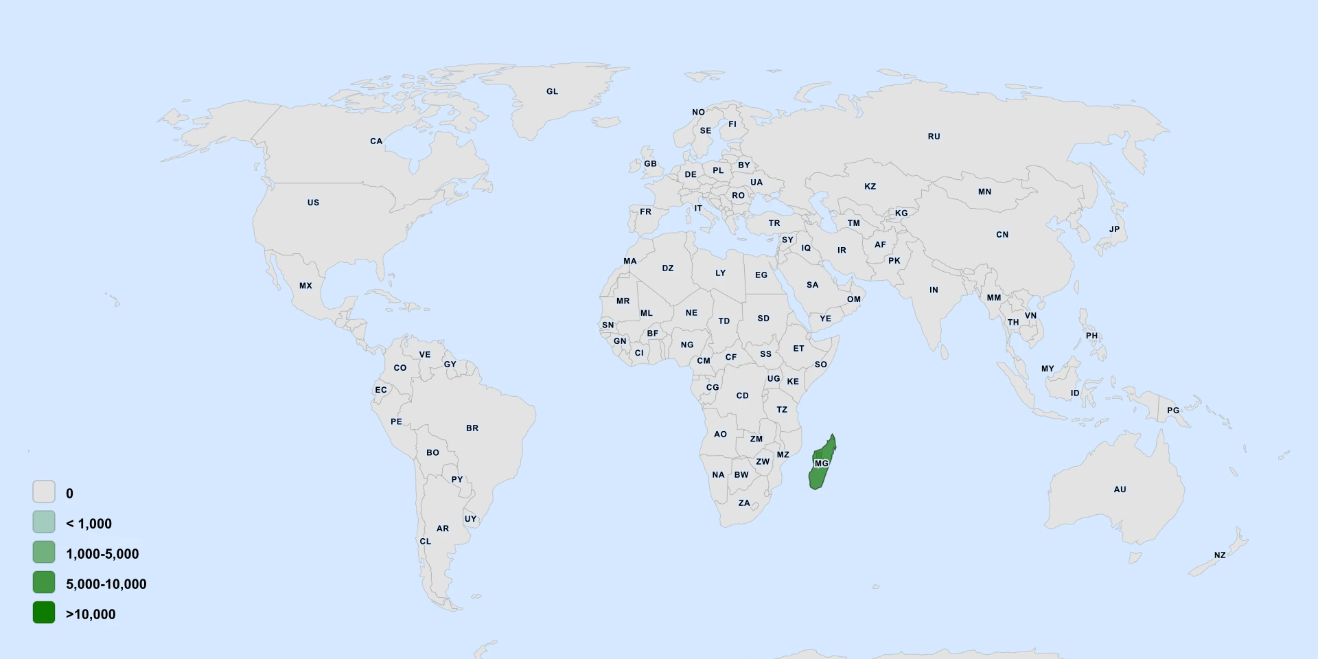 Distribution map for Arthropteris Paucivenia (Arthropteris paucivenia)