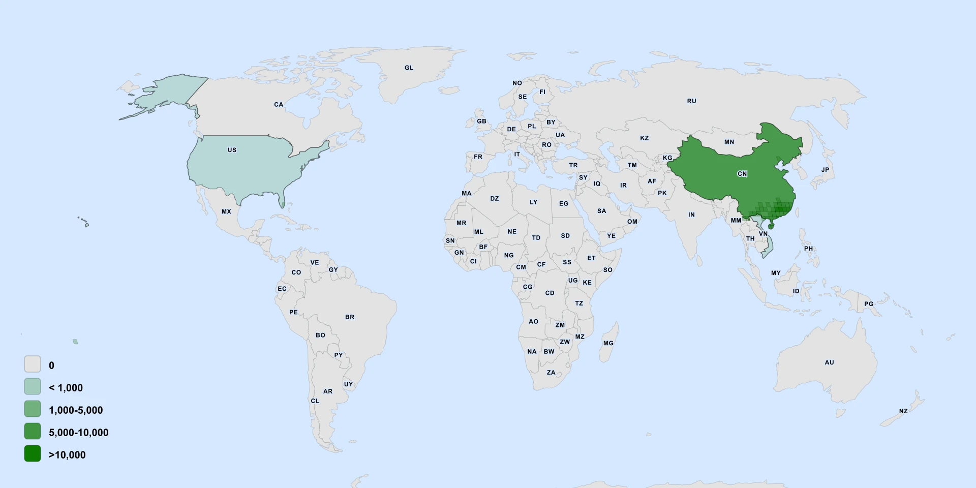 Distribution map for Silver-Back Artocarpus (Artocarpus hypargyreus)