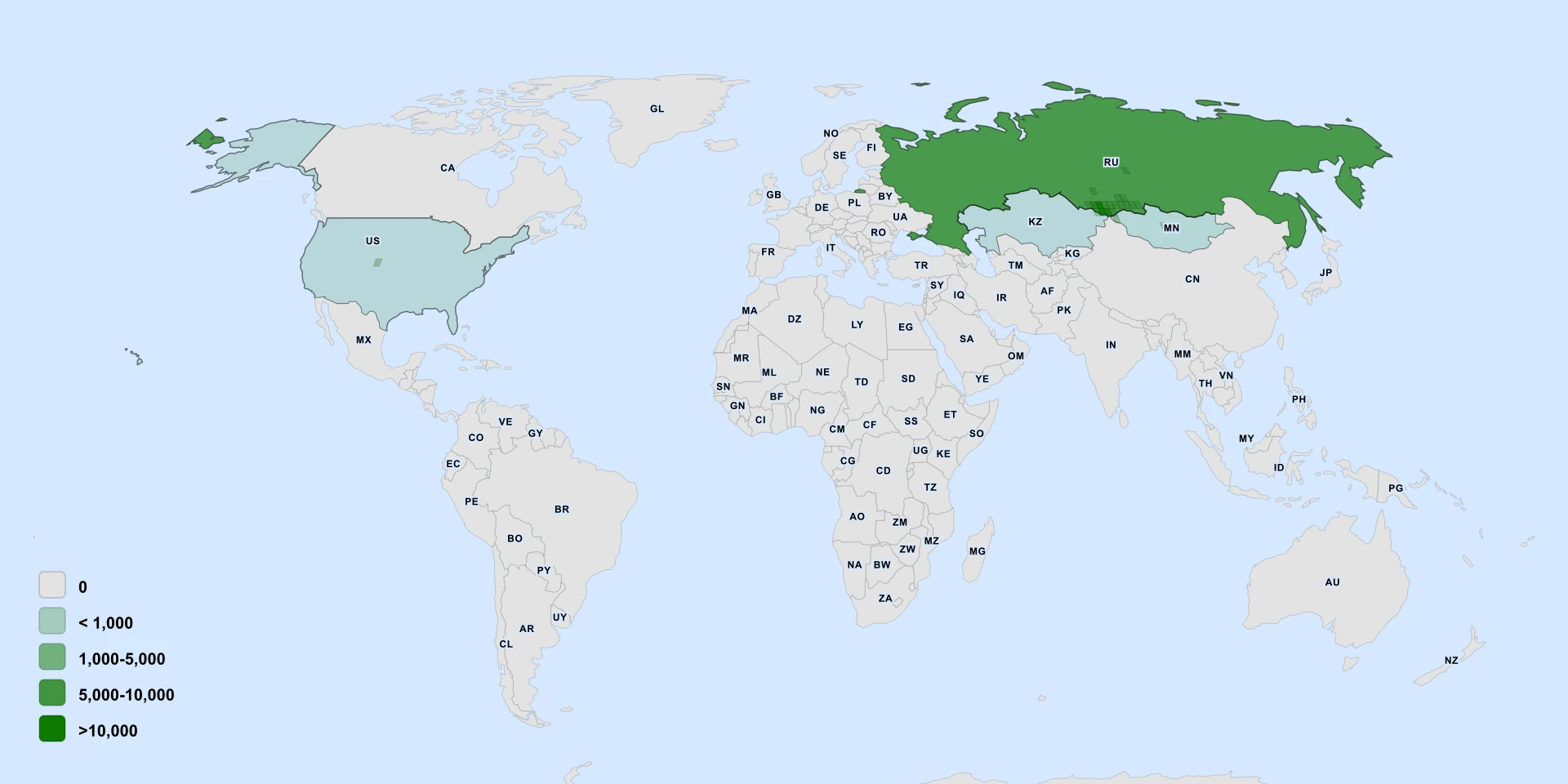 Distribution map for Pink Shrub Chrysanthemum (Chrysanthemum sinuatum)