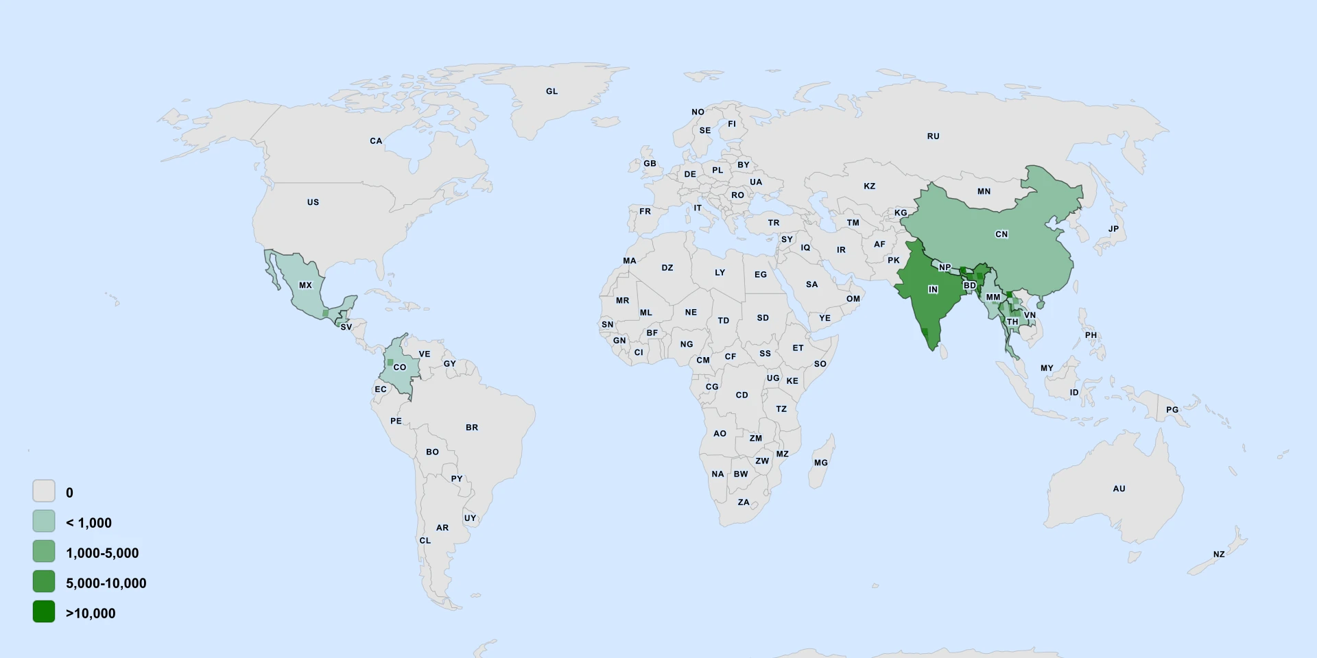 Distribution map for East-Himalayan Decorated Taro (Colocasia affinis)