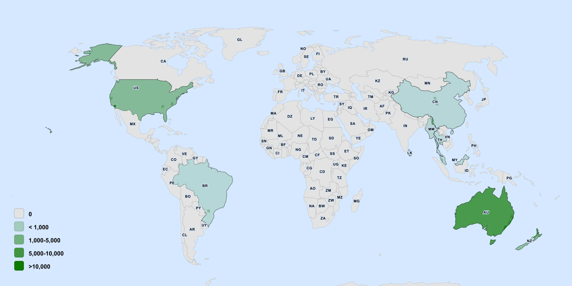 Carte de répartition : Blackstem Taro (Colocasia fontanesii)