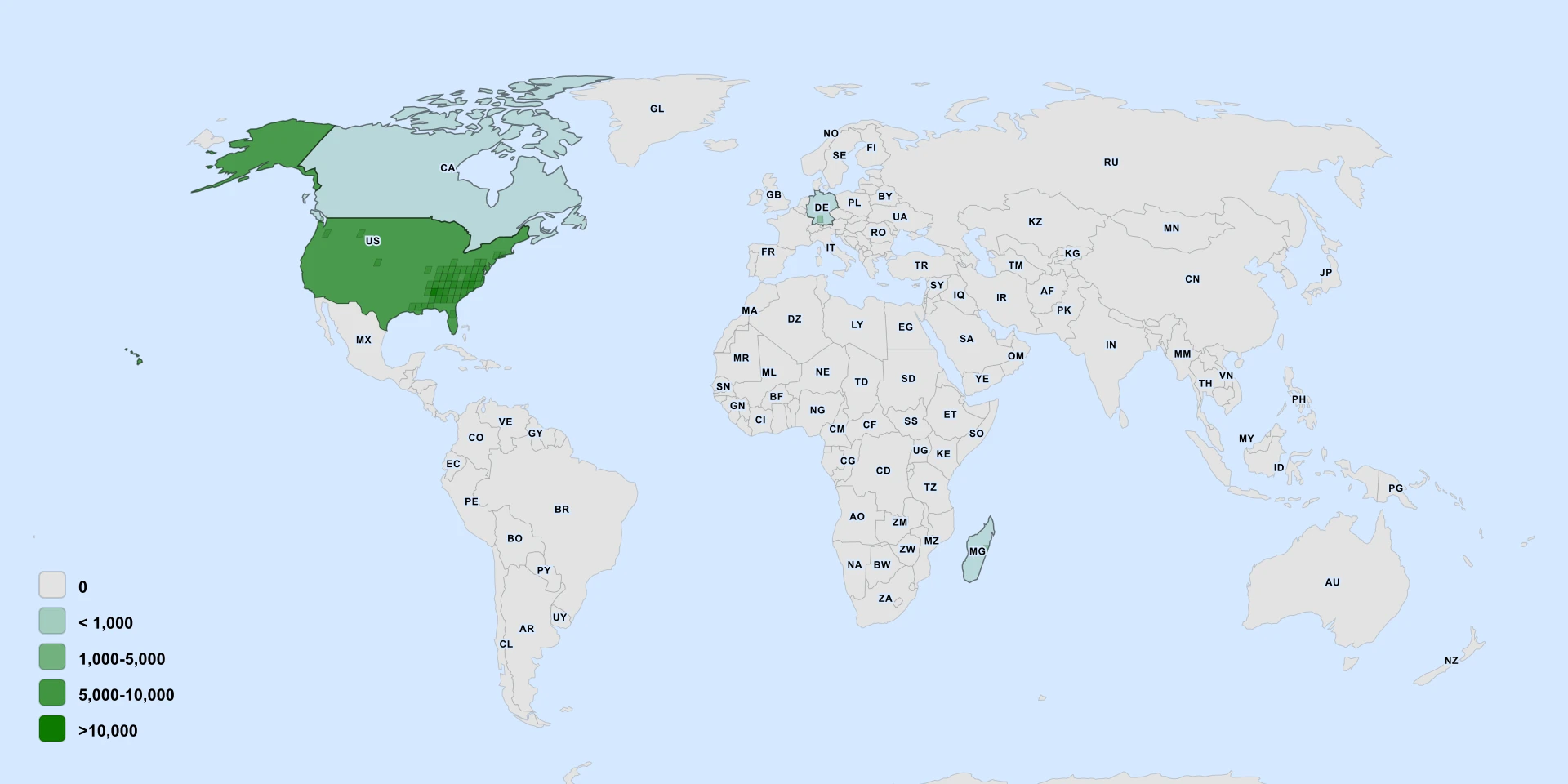 Distribution map for Lobed Tickseed (Coreopsis auriculata)