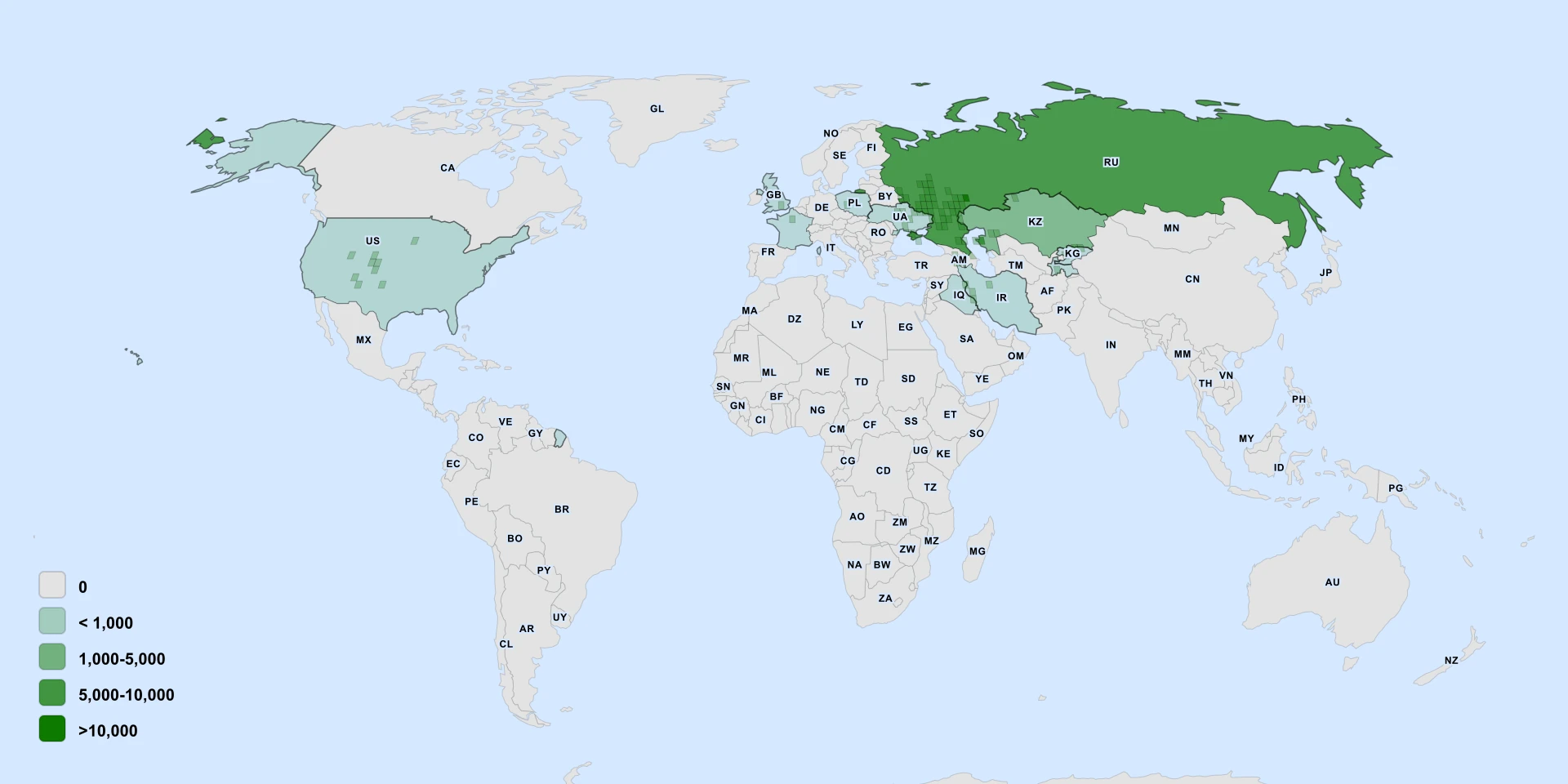 Carte de répartition : Russian Hawthorn (Crataegus ambigua)