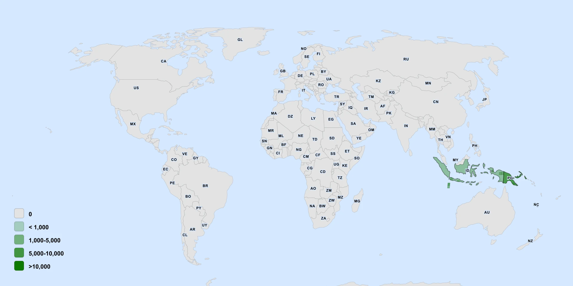 Distribution map for Stinging Tree (Dendrocnide peltata)