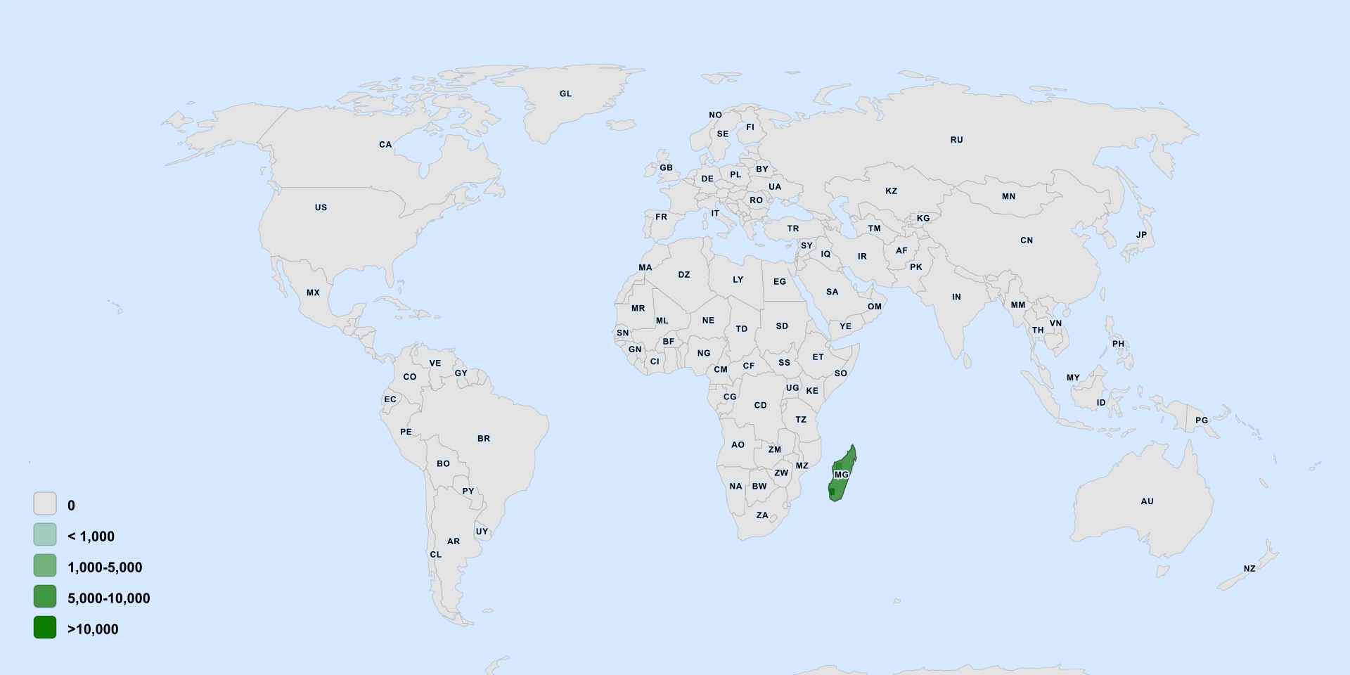 Distribution map for Madagascar Banana (Ensete perrieri)