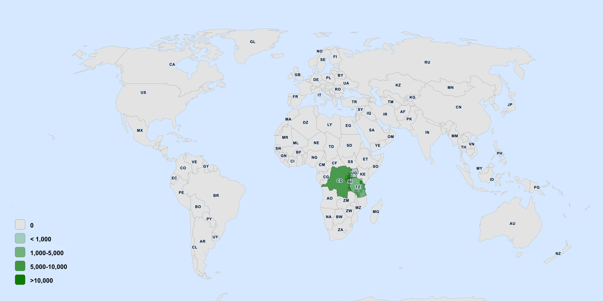 Distribution map for Entandrophragma Excelsum (Entandrophragma excelsum)