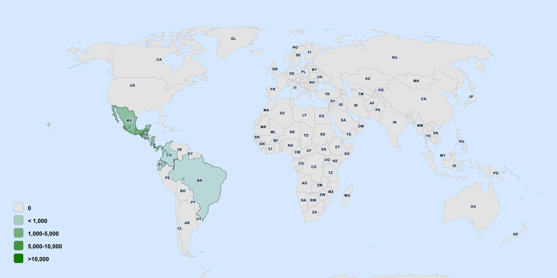 Carte de répartition : Costa Rica Strangler Fig (Ficus costaricana)