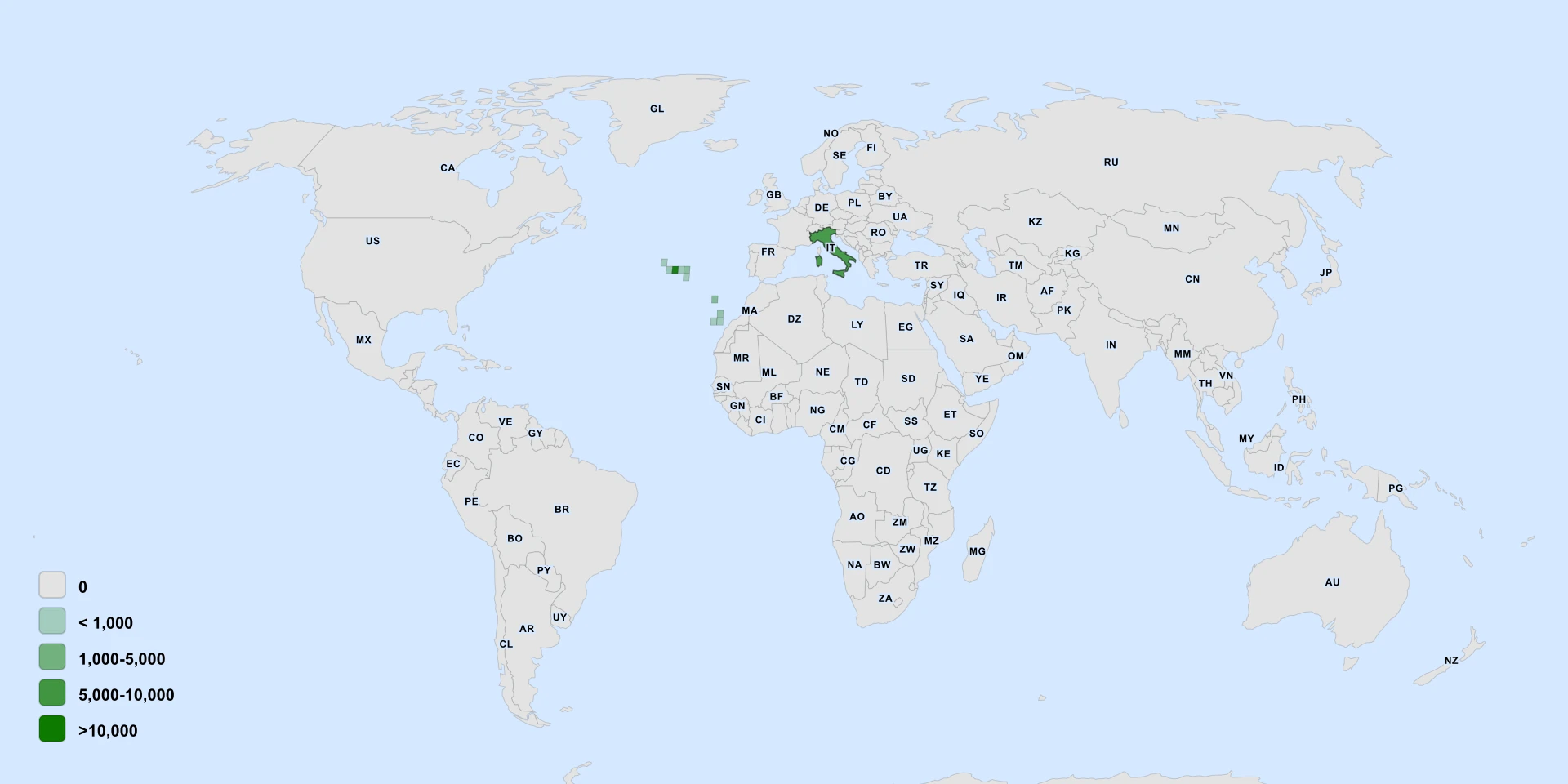 Carte de répartition : Azorean Holly (Ilex perado)