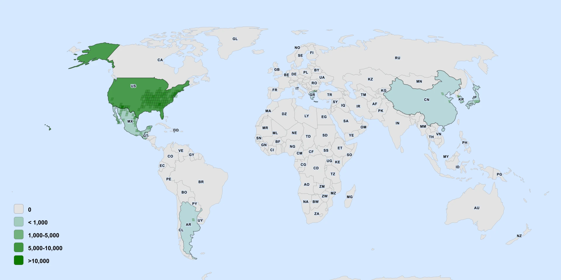 Carte de répartition : Entire-Leaved Morning Glory (Ipomoea hederacea)