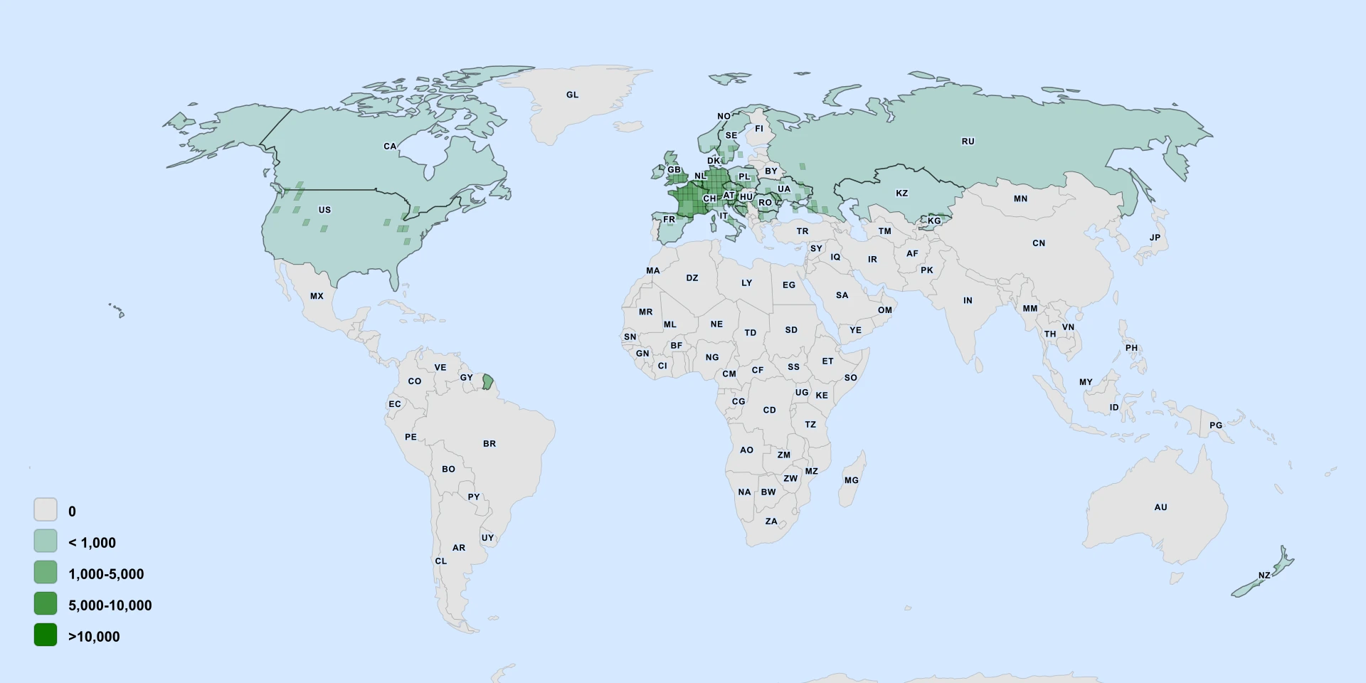 Distribution map for Common Privet (Ligustrum vulgare)