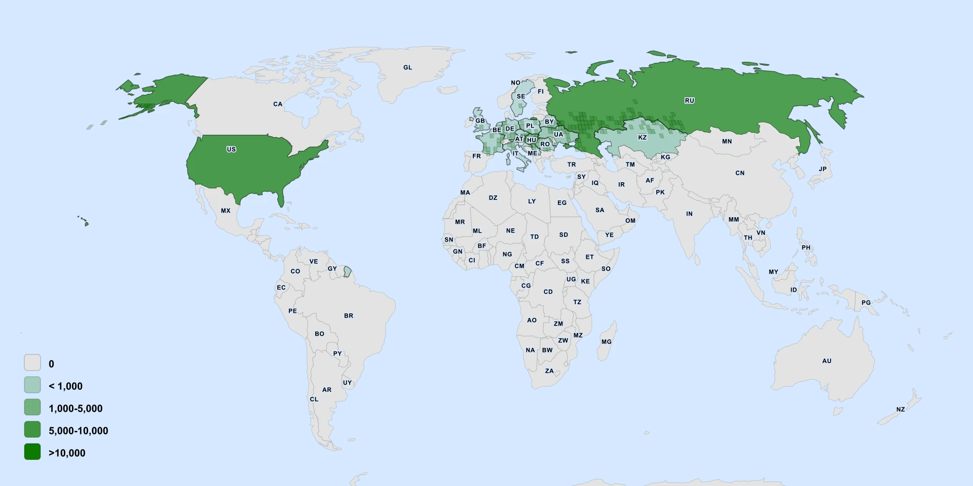 Distribution map for Wanded Loosestrife (Lythrum virgatum)
