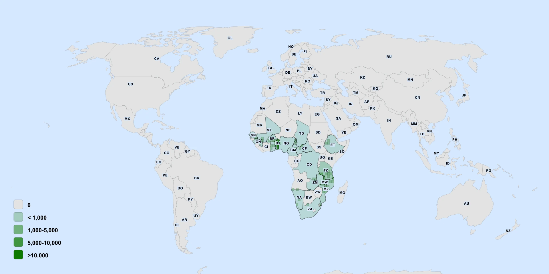 Distribution map for Stalkless Dollprotea (Macledium sessiliflorum)