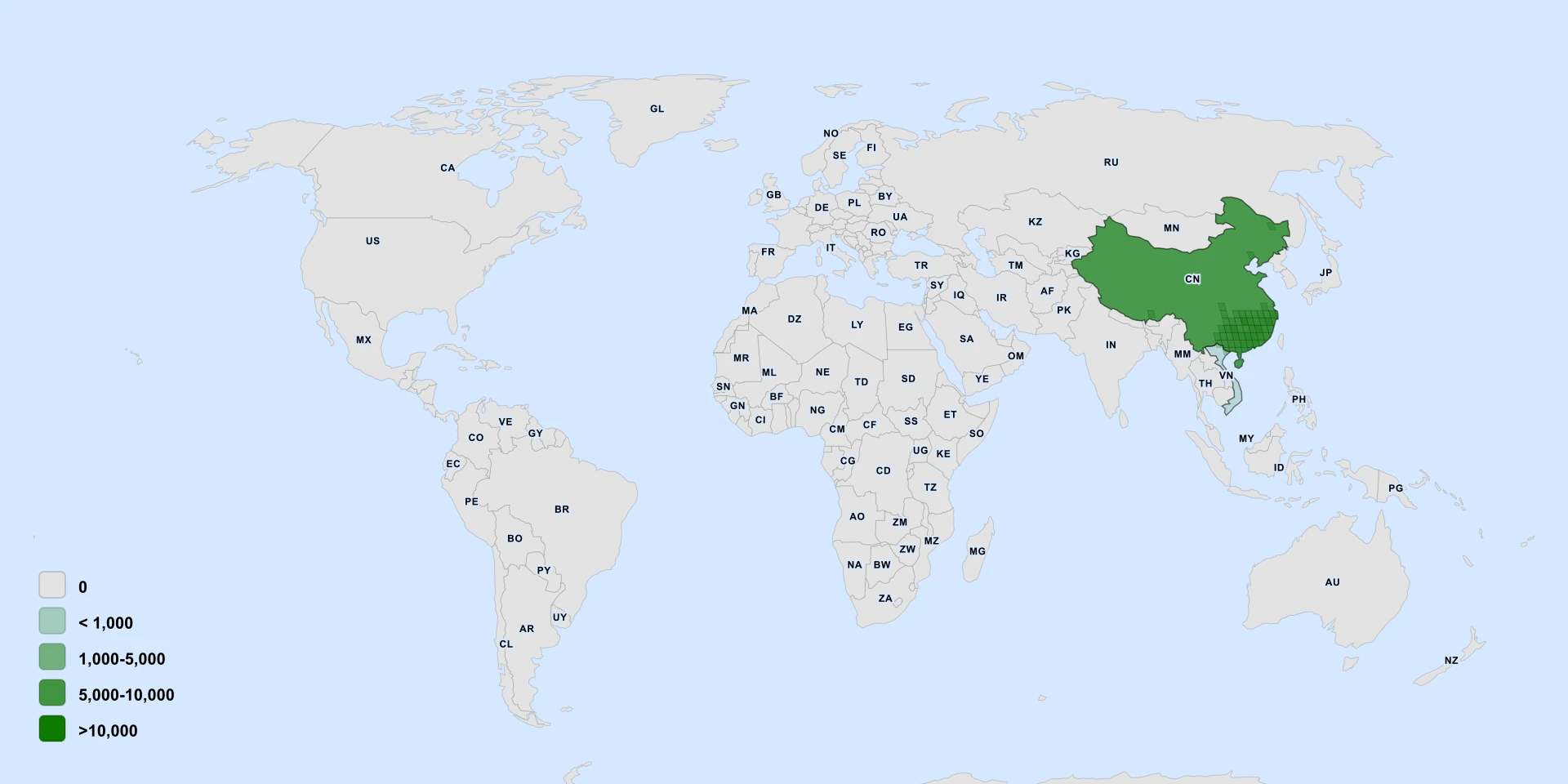 Distribution map for Twelve-Stamened Melastoma (Melastoma dodecandrum)