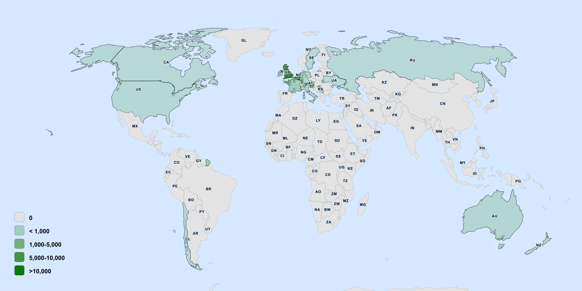 Distribution map for Wood Forget-Me-Not (Myosotis sylvatica)