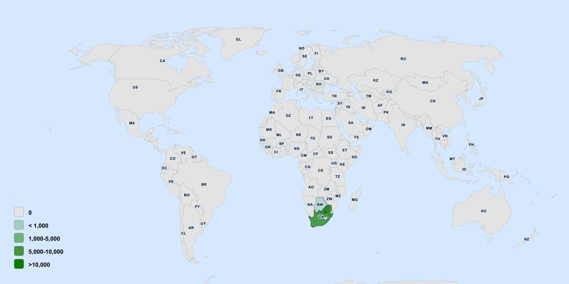Carte de répartition : Magalies Ochna (Ochna pretoriensis)