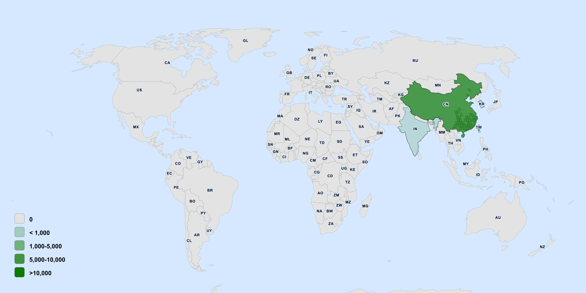 Distribution map for Diverse-Leaved Creeper (Parthenocissus dalzielii)