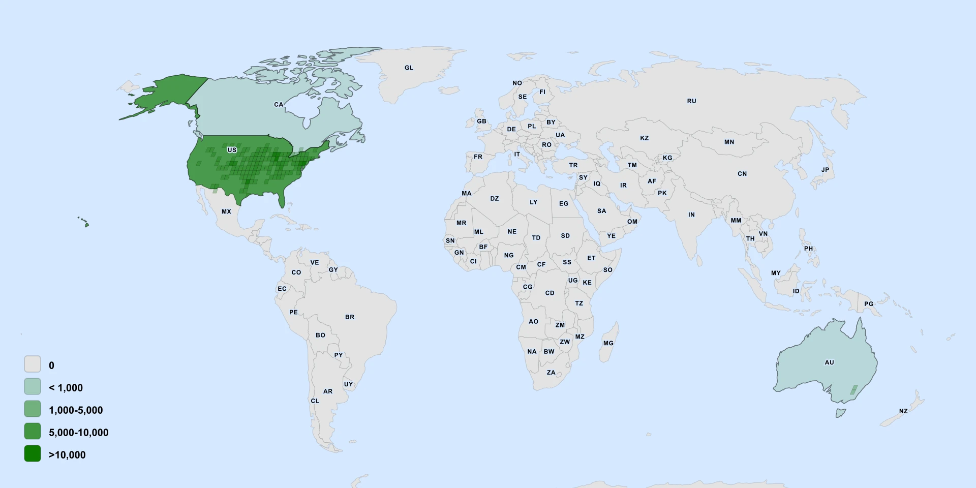 Carte de répartition : Common Ground-Cherry (Physalis longifolia)