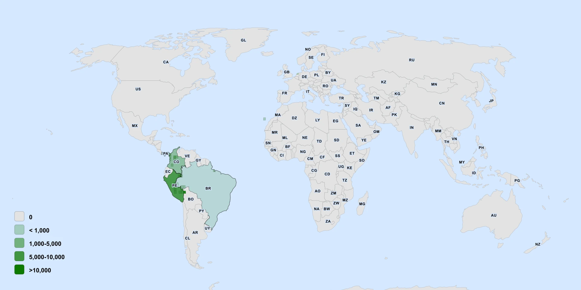 Carte de répartition : Ivory Palm (Phytelephas macrocarpa)