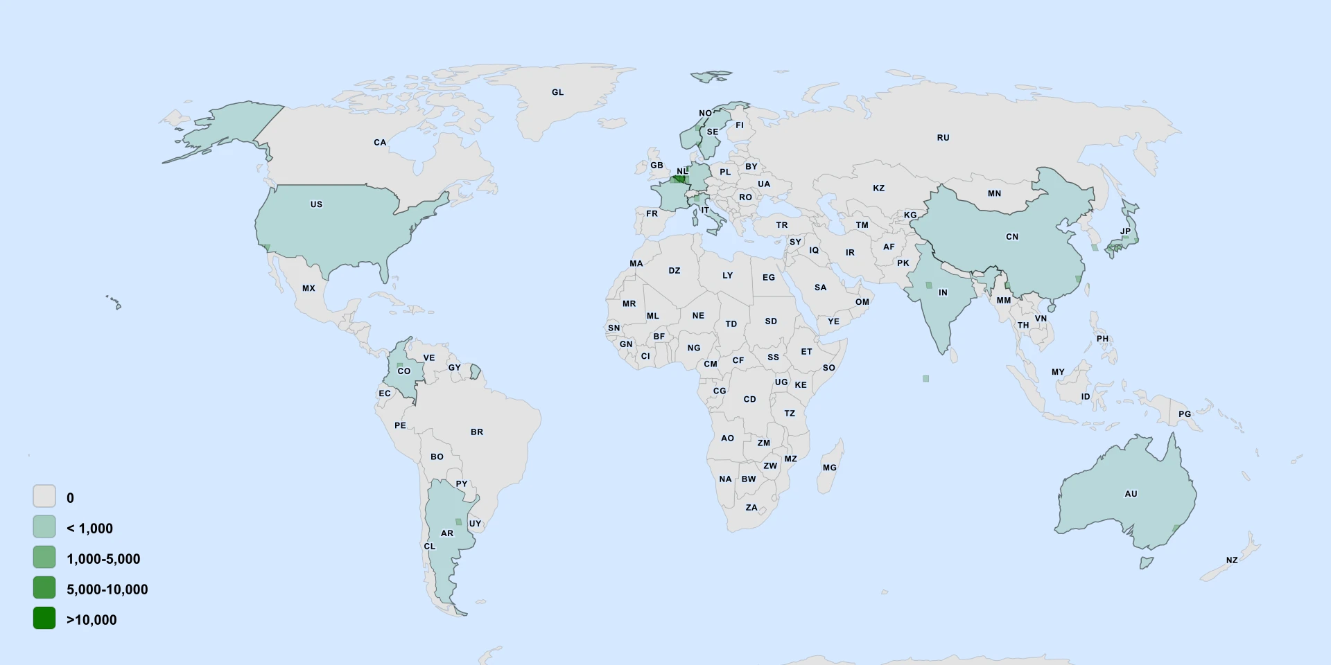 Distribution map for Wild Radish (Raphanus sativus)