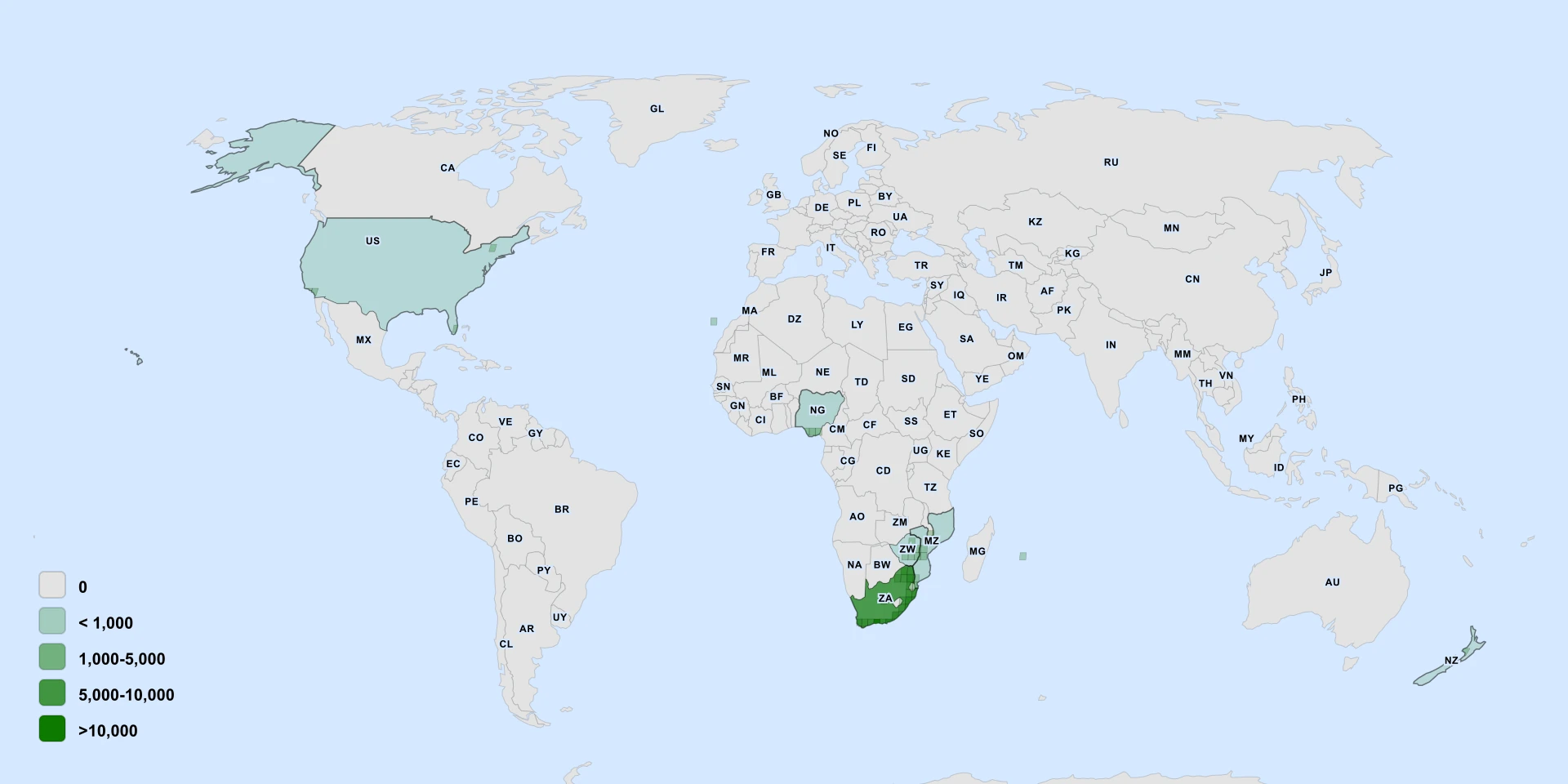 Distribution map for Common Forest Grape (Rhoicissus tomentosa)