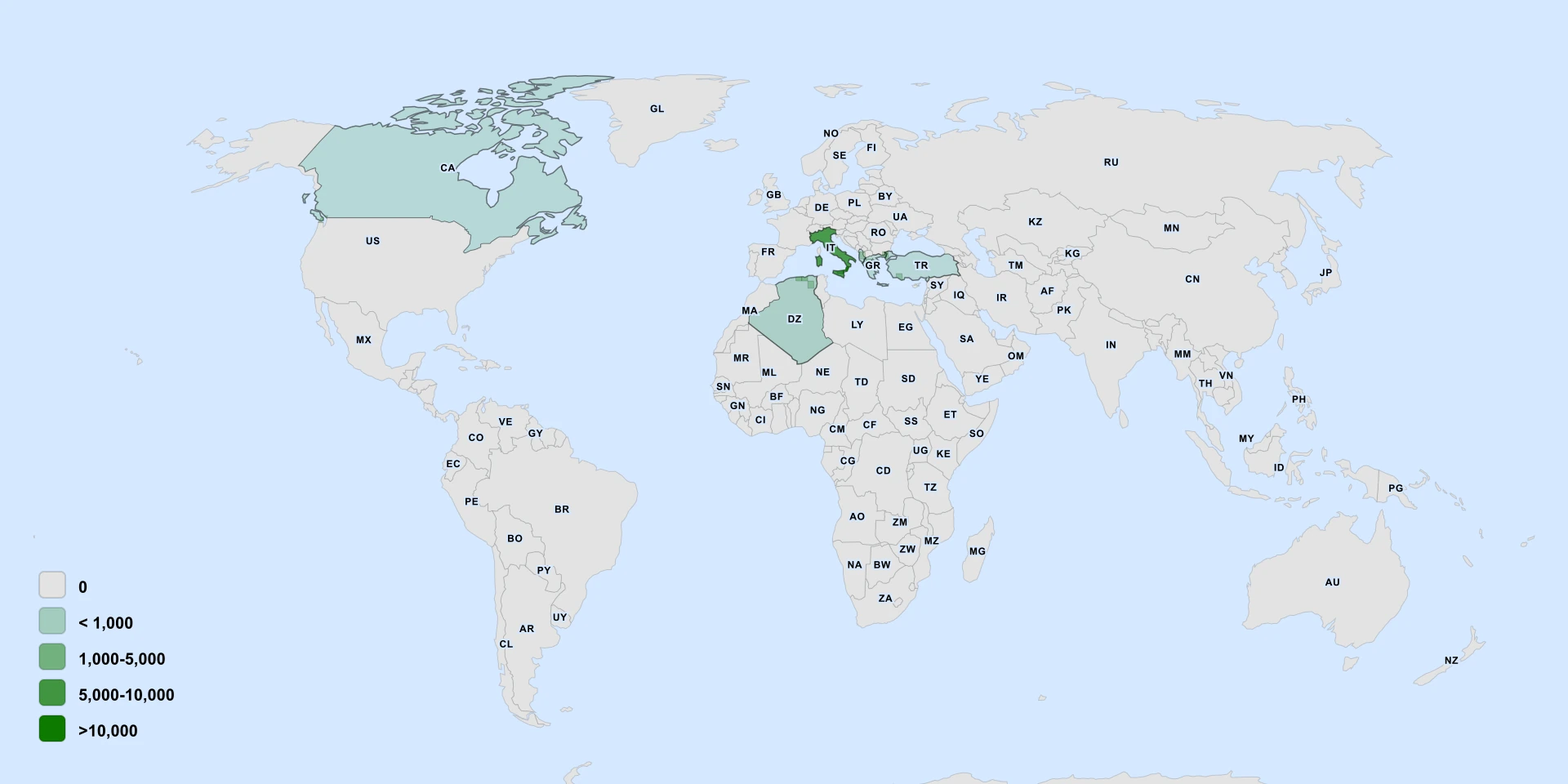 Distribution map for Sicilian Soapwort (Saponaria sicula)