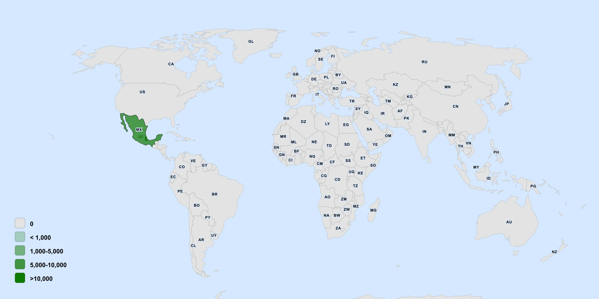 Distribution map for Queen Of The Night (Selenicereus hamatus)