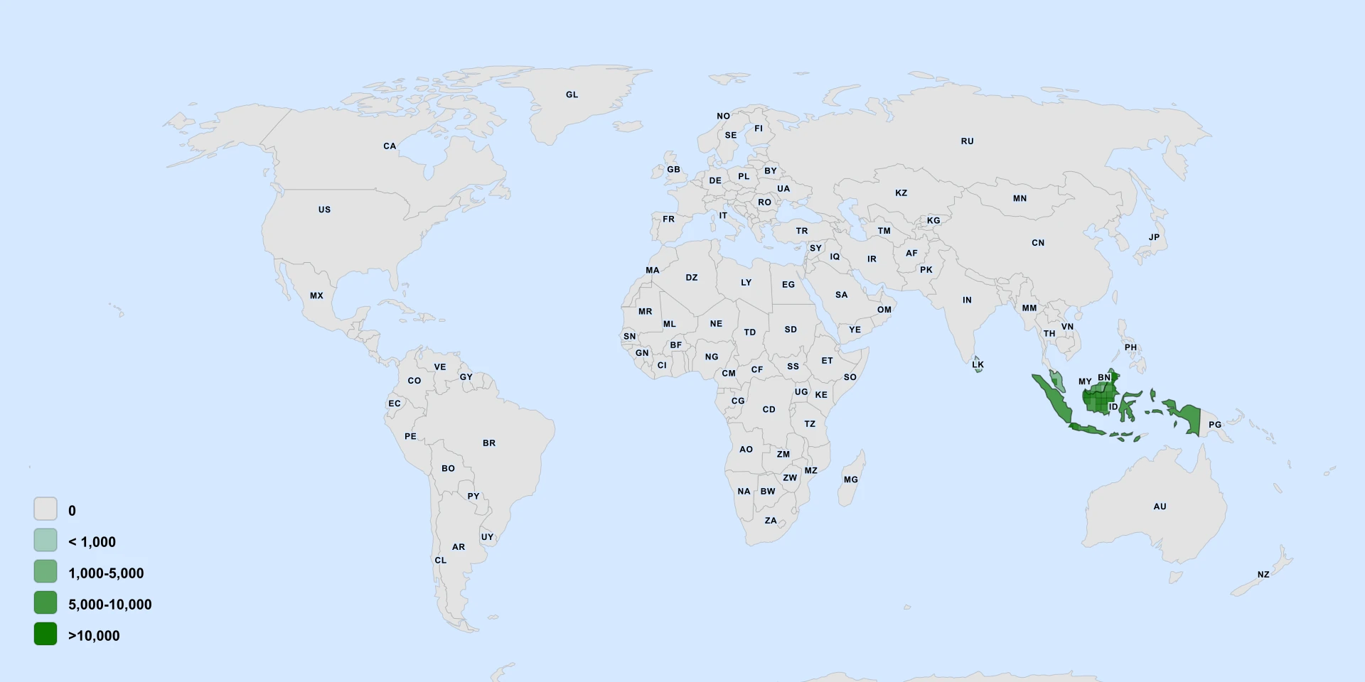 Distribution map for Shorea Seminis (Shorea seminis)