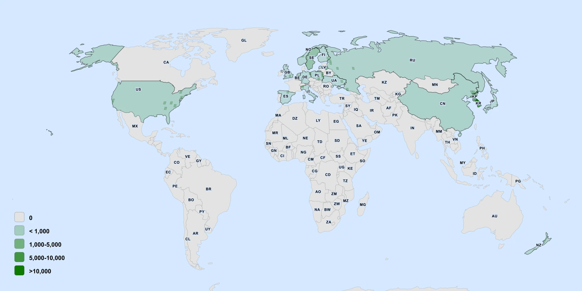Distribution map for Korean Arborvitae (Thuja koraiensis)