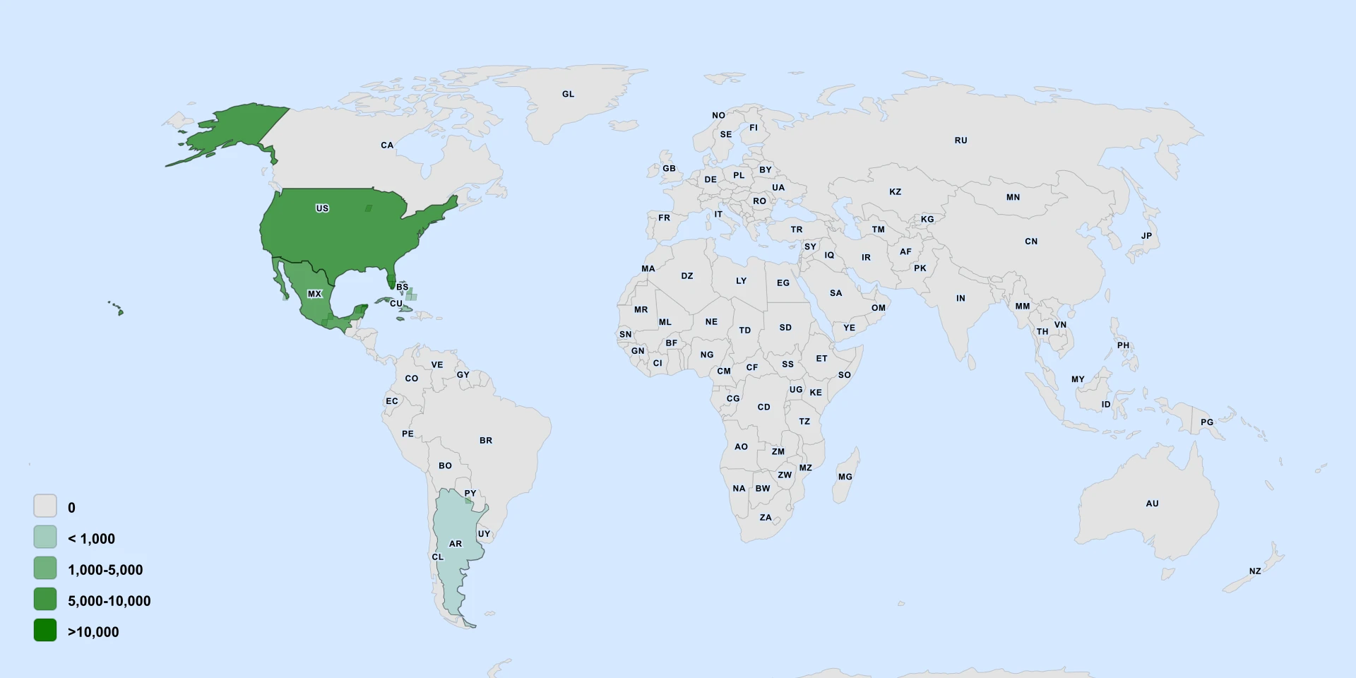 Distribution map for Pearlberry (Vallesia antillana)
