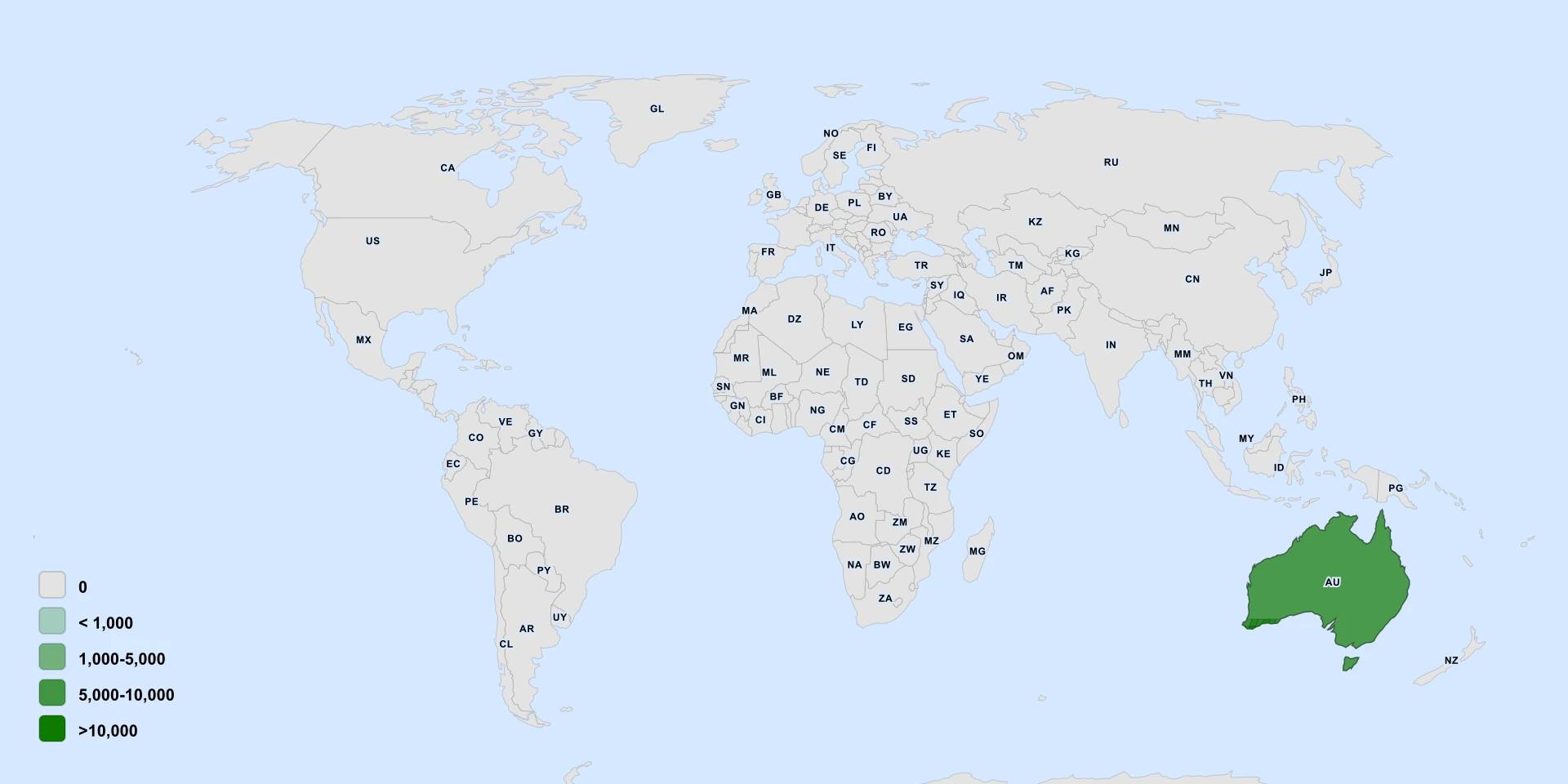Distribution map for Baarl (Xanthorrhoea platyphylla)