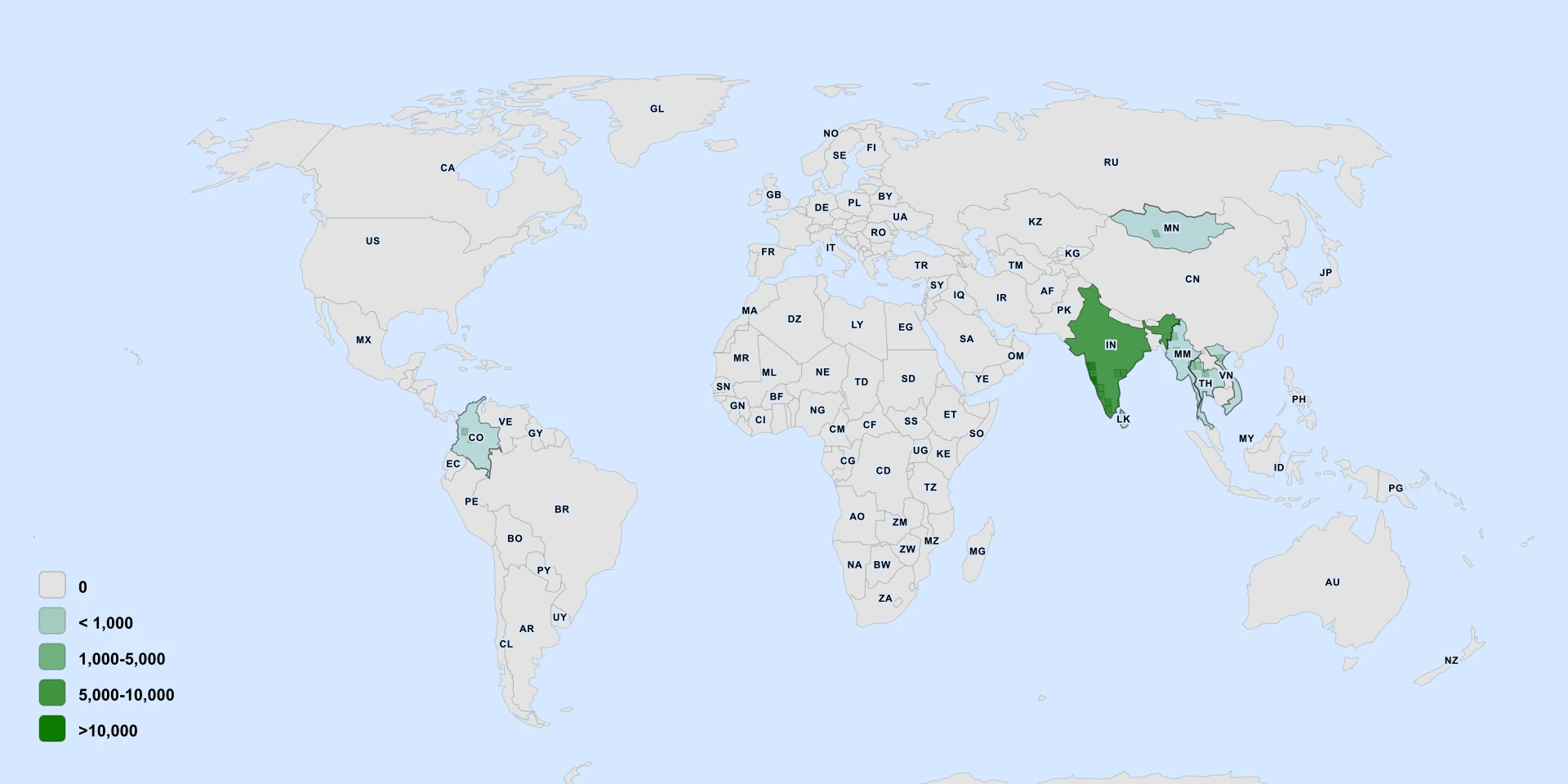 Carte de répartition : Indian Bully Tree (Xantolis tomentosa)