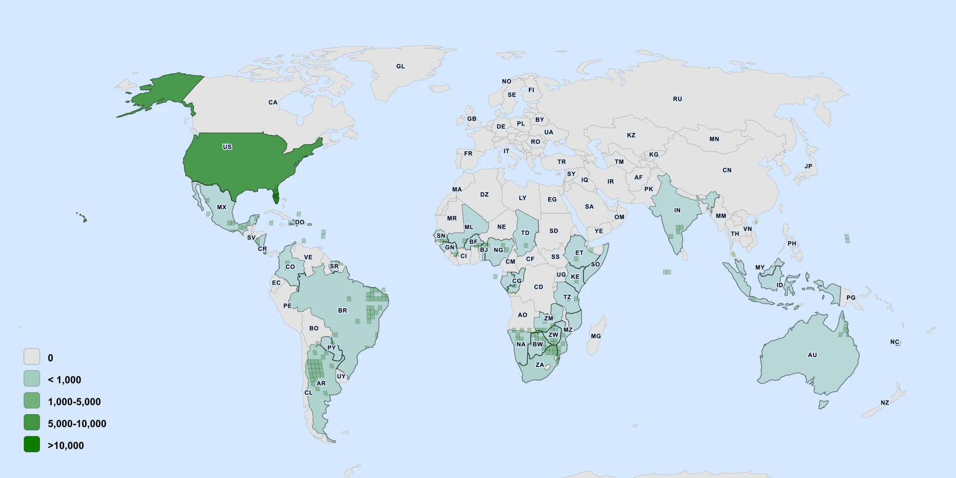 Carte de répartition : Hog Plum (Ximenia americana)