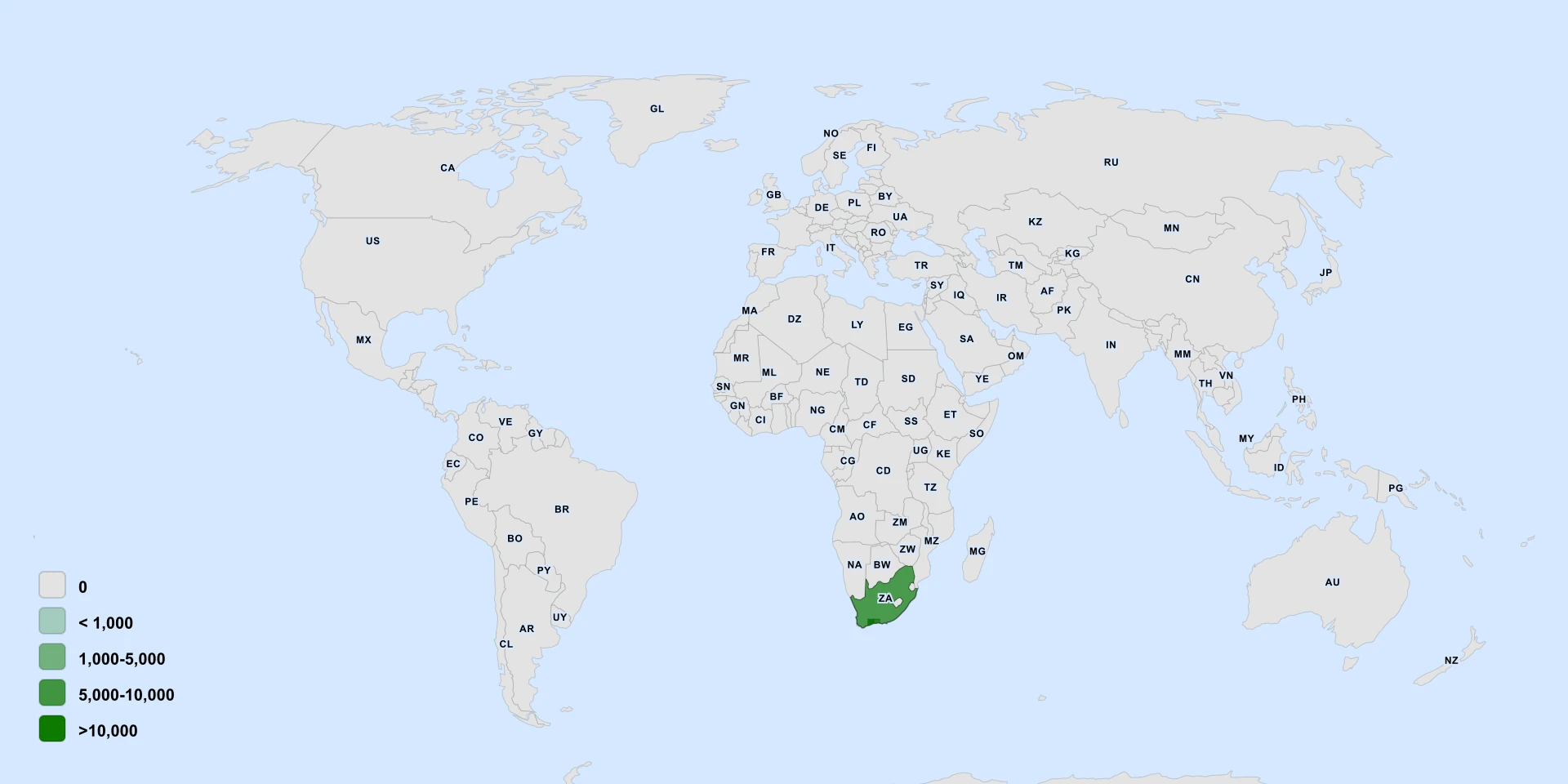 Distribution map for Outeniqua Plumeseed (Zyrphelis outeniquae)